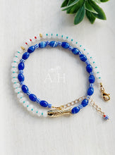 Load image into Gallery viewer, Coast to Coast // fish pendant blue spiral glass and white jade necklace