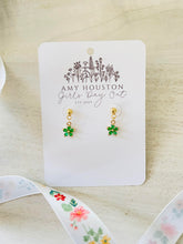 Load image into Gallery viewer, 24k gold post dangles Farmers Market fruits and florals