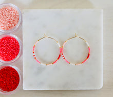 Load image into Gallery viewer, LOVE 365 // Japanes Miyuki glass hand beaded gold filled hoop earrings