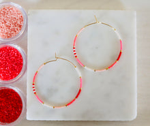 Load image into Gallery viewer, LOVE 365 // Japanes Miyuki glass hand beaded gold filled hoop earrings