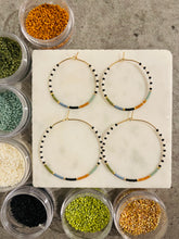 Load image into Gallery viewer, Safari // Japanese Miyuki glass hand beaded gold filled hoop earrings
