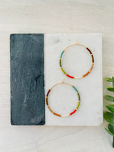 Load image into Gallery viewer, Campfire // Japanese Miyuki glass hand beaded gold filled hoop earrings