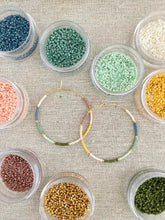 Load image into Gallery viewer, Small Town // Japanese Miyuki glass hand beaded gold filled hoop earrings