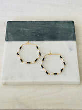 Load image into Gallery viewer, Black and white// Japanese Miyuki glass hand beaded gold filled hoop earrings