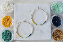 Load image into Gallery viewer, Yacht Club // Japanese Miyuki glass hand beaded gold filled hoop earrings
