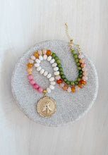 Load image into Gallery viewer, Meadow Path // gemstone flying insect medallion charm necklace
