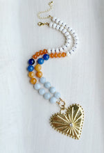 Load image into Gallery viewer, BIG LOVE UVA / heart // Cavaliers school spirit statement necklace  // gemstone necklace
