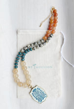 Load image into Gallery viewer, Flora // scandinavian floral print pendant + gemstone necklace

