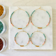 Load image into Gallery viewer, Phoenix // Japanese miyuki glass hand beaded gold filled hoop earrings
