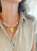 Load image into Gallery viewer, Harvest Bloom// oval locket // colorful gem and glass necklace

