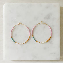 Load image into Gallery viewer, Calypso color block beaded miyuki glass hoops
