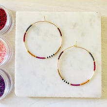 Load image into Gallery viewer, Tivoli // Japanese miyuki glass gold filled hand beaded hoop earrings
