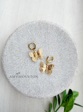 Load image into Gallery viewer, Gentle whisper // butterfly latch hoop Huggies
