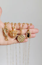 Load image into Gallery viewer, On The Prowl // leopard, cougar, jaguar head gold necklace
