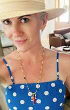 Load image into Gallery viewer, Harbour Stroll // green stripe fish charm pendant necklace
