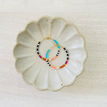 Load image into Gallery viewer, Resort Hoops // Japanese Miyuki glass hand beaded gold filled hoop earrings
