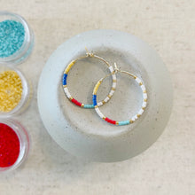 Load image into Gallery viewer, Saltwater+Sunset weightless glass gold filled miyuki beaded hoops
