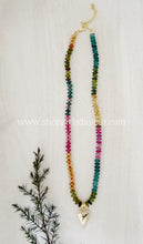 Load image into Gallery viewer, Where Seasons Meet // tourmaline heart pendant // rondelle gemstone necklace
