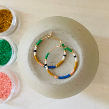 Load image into Gallery viewer, Festival// Japanese miyuki glass hand beaded gold filled hoop earrings
