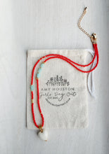 Load image into Gallery viewer, Love struck// red seed bead, mint jade, puff heart pendant necklace
