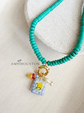 Load image into Gallery viewer, Dutch Market/ checkered tile, fish charm necklace
