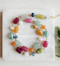 Load image into Gallery viewer, Color Crush// smooth tube round rondelle gemstone necklace
