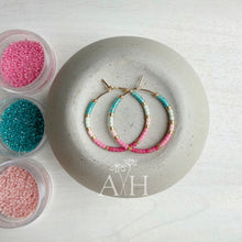 Load image into Gallery viewer, Flamingo Bay // Miyuki glass beaded gold filled hoops
