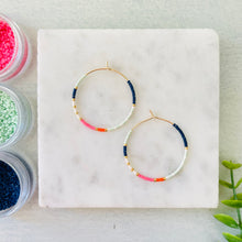 Load image into Gallery viewer, Nantucket // Japanese Miyuki glass hand beaded gold filled hoop earrings
