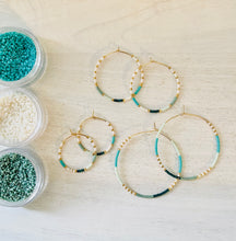 Load image into Gallery viewer, Santorini // Japanese Miyuki glass hand beaded gold filled hoop earrings
