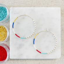 Load image into Gallery viewer, Saltwater+Sunset weightless glass gold filled miyuki beaded hoops
