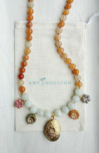 Load image into Gallery viewer, Harvest Bloom// oval locket // colorful gem and glass necklace

