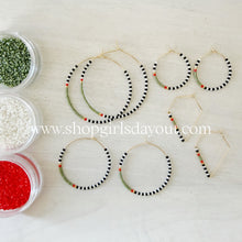 Load image into Gallery viewer, Moss and Flame // weightless glass gold filled miyuki beaded hoops
