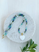 Load image into Gallery viewer, Ocean Spray // white heart blue gemstone necklace
