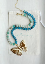 Load image into Gallery viewer, Take Flight// amazonite + jade Butterfly pendant // rondelle gemstone necklace
