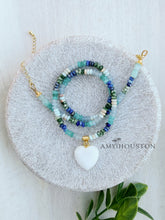 Load image into Gallery viewer, Ocean Spray // white heart blue gemstone necklace

