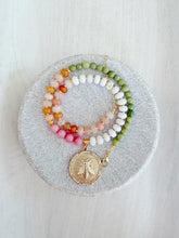Load image into Gallery viewer, Meadow Path // gemstone flying insect medallion charm necklace
