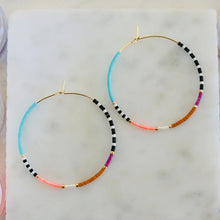 Load image into Gallery viewer, Resort Hoops // Japanese Miyuki glass hand beaded gold filled hoop earrings
