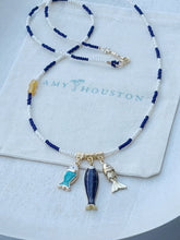 Load image into Gallery viewer, Coastline // navy stripe fish charm pendant necklace
