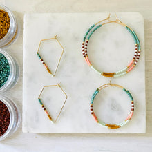 Load image into Gallery viewer, Phoenix // Japanese miyuki glass hand beaded gold filled hoop earrings
