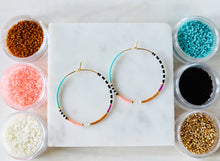 Load image into Gallery viewer, Resort Hoops // Japanese Miyuki glass hand beaded gold filled hoop earrings

