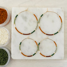 Load image into Gallery viewer, Pumpkin Patch // Japanese miyuki glass hand beaded gold filled hoop earrings
