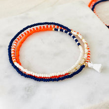 Load image into Gallery viewer, Triple Wrap Cavaliers czech glass wrap stretch bracelet
