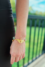 Load image into Gallery viewer, Awaken Moth Gemstone Bracelet | Matte Gold Floral Bracelet
