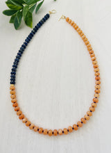 Load image into Gallery viewer, Wahoowa UVA Cavaliers // school spirit statement necklace  // rondelle gemstone necklace
