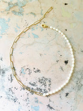 Load image into Gallery viewer, Half and Half pearl and chain necklace or wrap bracelet 2 in 1
