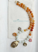 Load image into Gallery viewer, Harvest Bloom// oval locket // colorful gem and glass necklace
