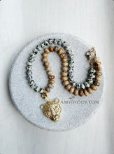 Load image into Gallery viewer, Tigress // cheetah tiger leopard jaguar pendant gemstone necklace
