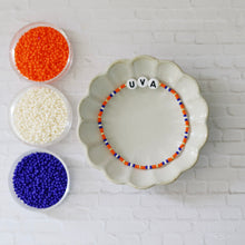 Load image into Gallery viewer, UVA Game Day School Spirit Cavaliers // Dainty layering czech glass stretch bracelet
