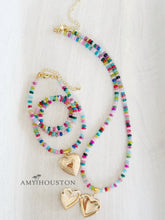 Load image into Gallery viewer, Love Note // heart locket // rainbow jasper gemstone necklace
