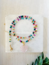 Load image into Gallery viewer, Candy Shop // puff heart // rainbow jasper gemstone necklace (Copy)
